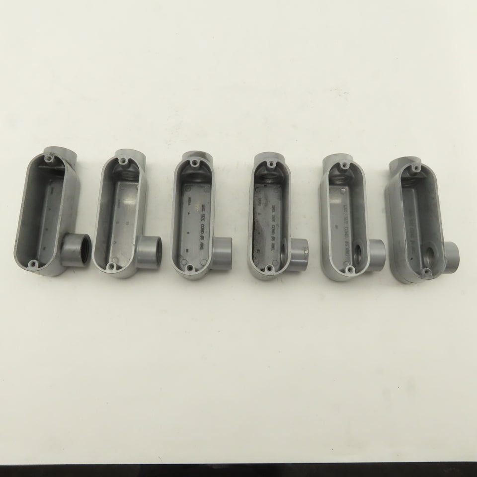 3/4" Trade Threaded Aluminum Conduit LR Body Lot of 6