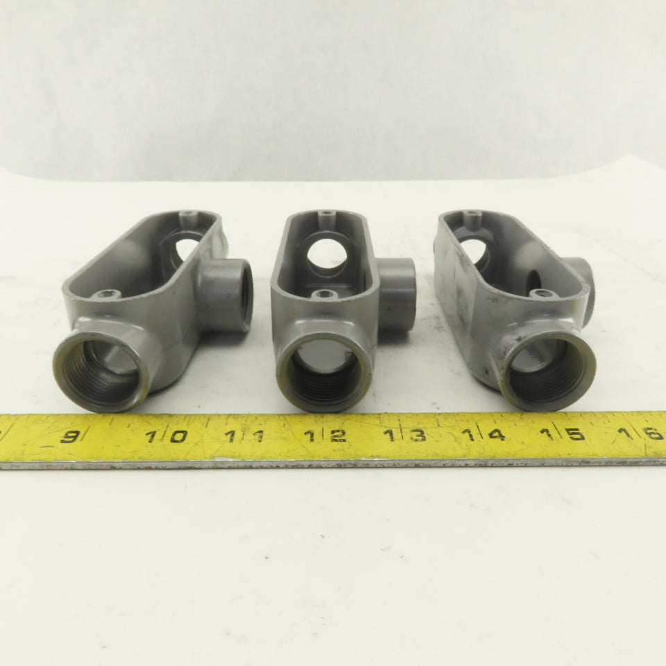 3/4" Trade Threaded Aluminum Conduit T Body Lot of 3