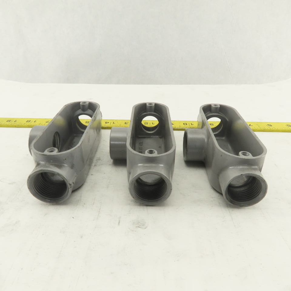 3/4" Trade Threaded Aluminum Conduit T Body Lot of 3