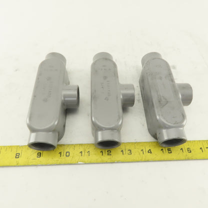 3/4" Trade Threaded Aluminum Conduit T Body Lot of 3