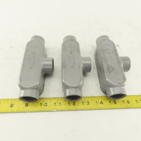 3/4" Trade Threaded Aluminum Conduit T Body Lot of 3