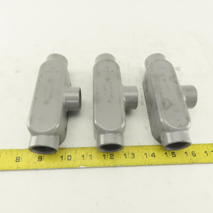 3/4" Trade Threaded Aluminum Conduit T Body Lot of 3