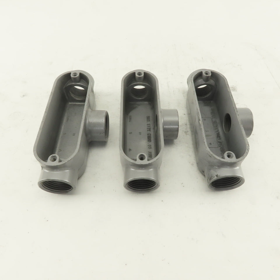 3/4" Trade Threaded Aluminum Conduit T Body Lot of 3