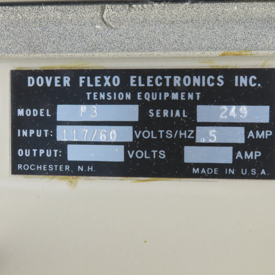 Dover Flexo P3 Textile Web Printing Manufacturing Tension Control System