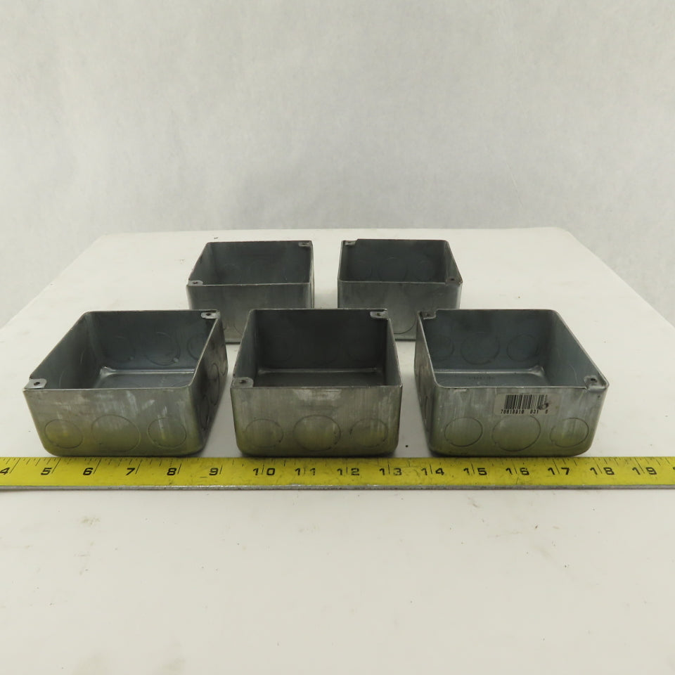 Crouse Hinds 4"  Square Outlet Box Drawn Steel 2-1/8" Depth Lot of 5
