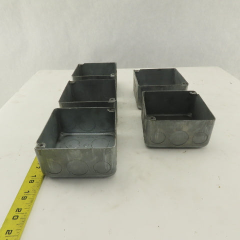 Crouse Hinds 4"  Square Outlet Box Drawn Steel 2-1/8" Depth Lot of 5