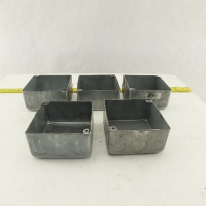 Crouse Hinds 4"  Square Outlet Box Drawn Steel 2-1/8" Depth Lot of 5