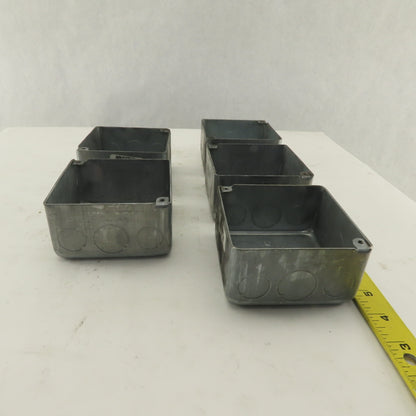 Crouse Hinds 4"  Square Outlet Box Drawn Steel 2-1/8" Depth Lot of 5