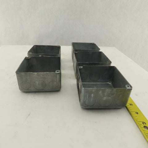 Crouse Hinds 4"  Square Outlet Box Drawn Steel 2-1/8" Depth Lot of 5