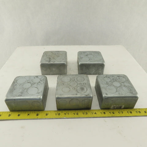Crouse Hinds 4"  Square Outlet Box Drawn Steel 2-1/8" Depth Lot of 5