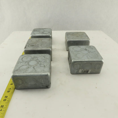 Crouse Hinds 4"  Square Outlet Box Drawn Steel 2-1/8" Depth Lot of 5