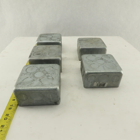 Crouse Hinds 4"  Square Outlet Box Drawn Steel 2-1/8" Depth Lot of 5