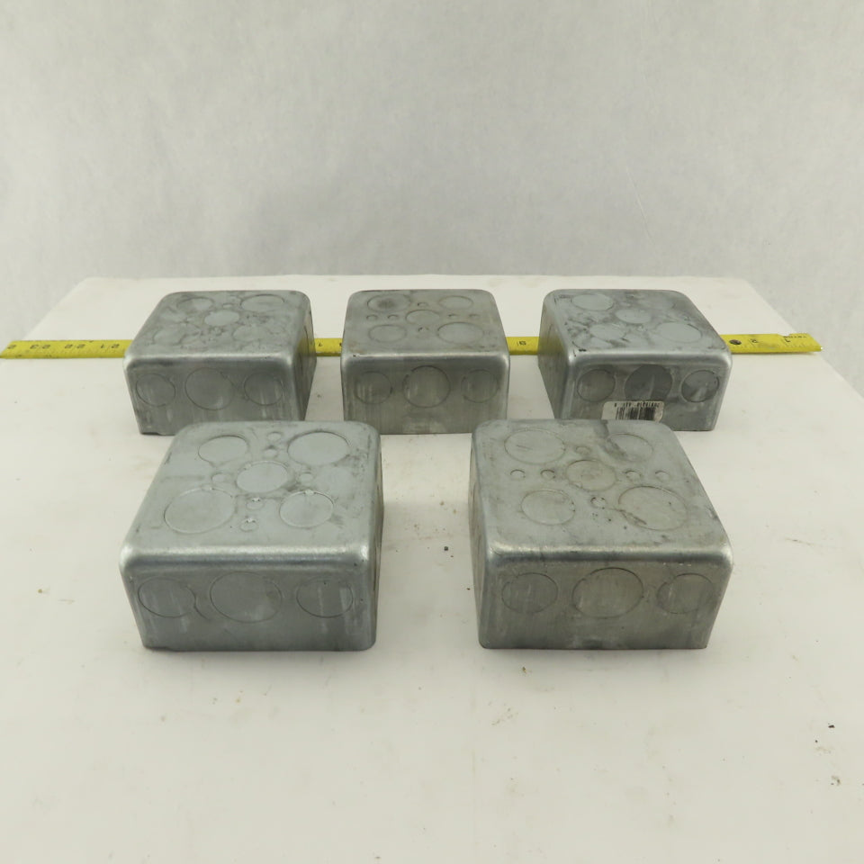 Crouse Hinds 4"  Square Outlet Box Drawn Steel 2-1/8" Depth Lot of 5