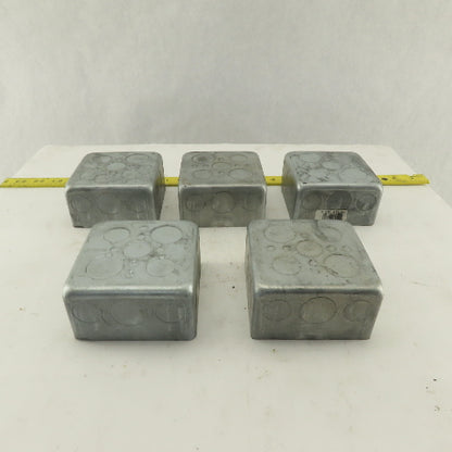 Crouse Hinds 4"  Square Outlet Box Drawn Steel 2-1/8" Depth Lot of 5