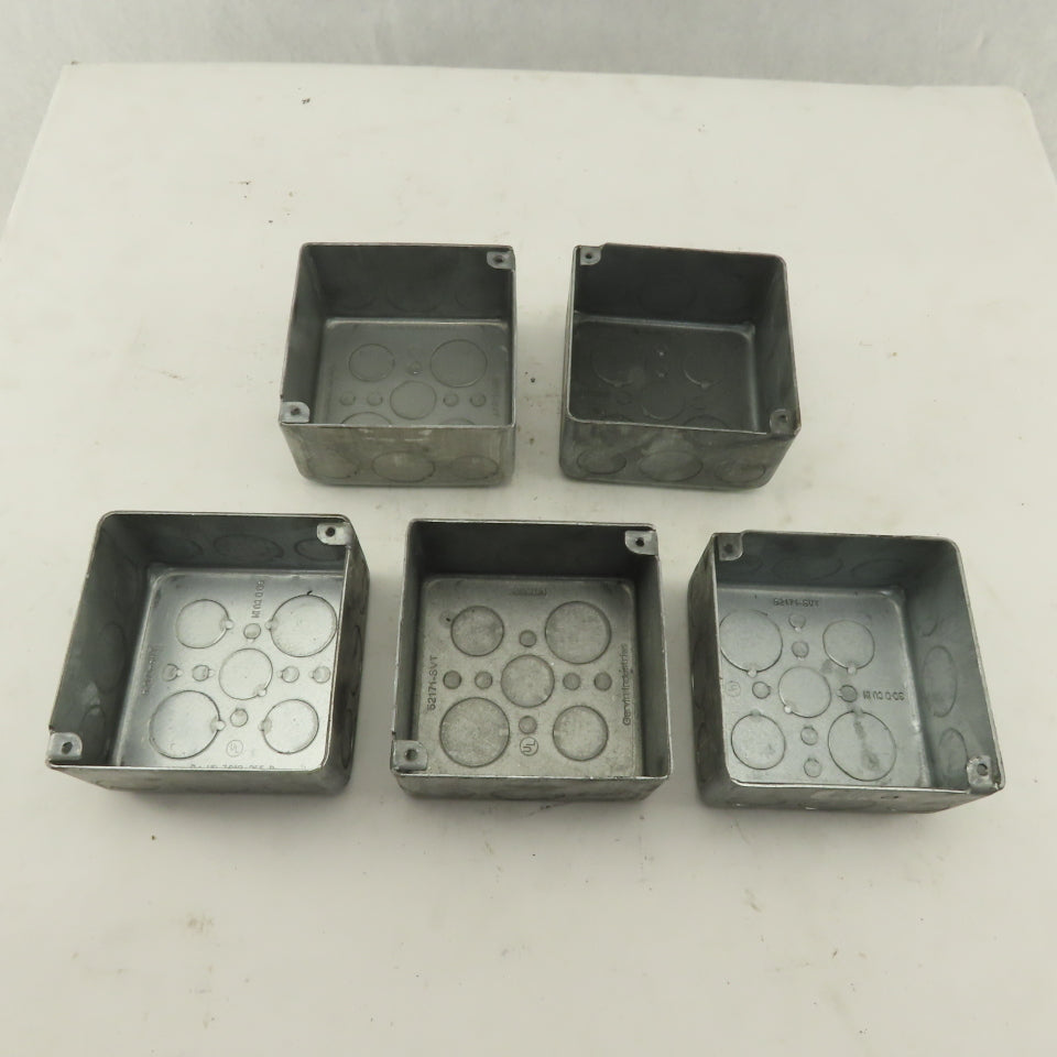 Crouse Hinds 4"  Square Outlet Box Drawn Steel 2-1/8" Depth Lot of 5