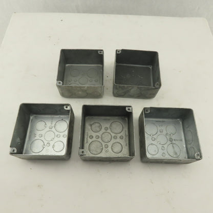 Crouse Hinds 4"  Square Outlet Box Drawn Steel 2-1/8" Depth Lot of 5