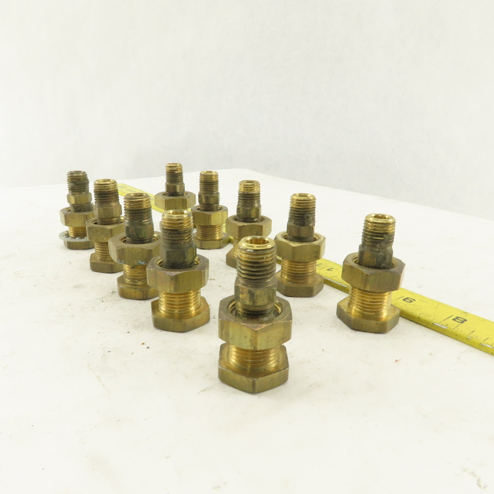1/4" Brass Female Bulkhead Anchor Coupling Fitting Lot Of 10