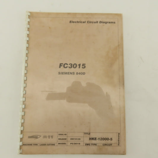 Hankwang FC3015 Siemens 840D HKE-12000-5 Electrical Circuit Manual CNC Laser