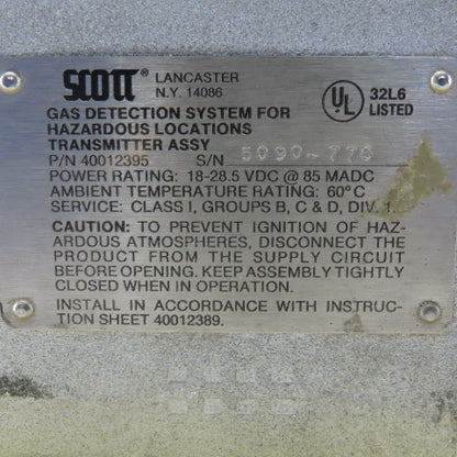 Scott 40012400 18-28.5VDC Gas Detection System Transmitter In HAZLOC Enclosure