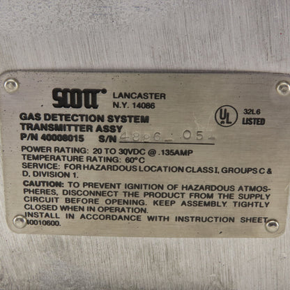 Scott 40012400 20-30VDC Gas Detection System Transmitter In HAZLOC Enclosure