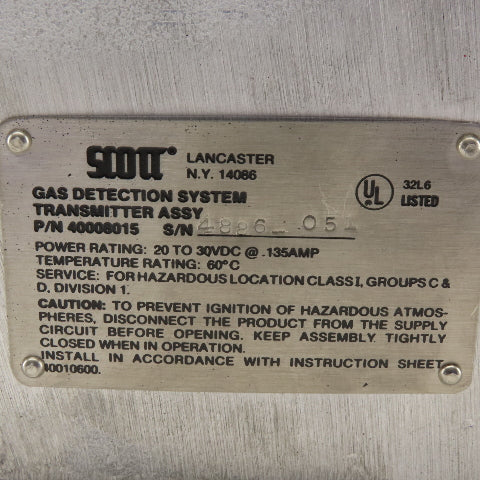 Scott 40012400 20-30VDC Gas Detection System Transmitter In HAZLOC Enclosure