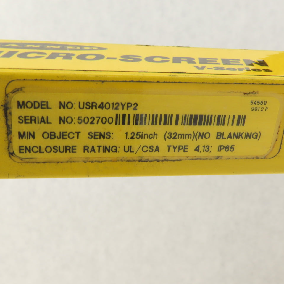 Banner USR4012YP2 Micro-Screen V Series Safety Light Curtain Receiver Sensor