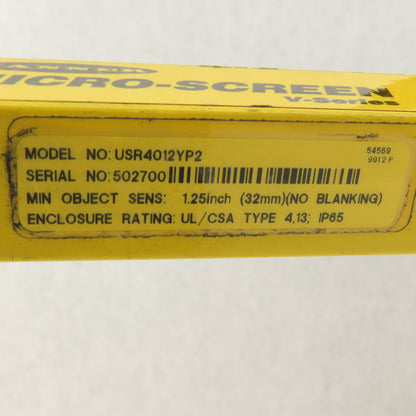 Banner USR4012YP2 Micro-Screen V Series Safety Light Curtain Receiver Sensor