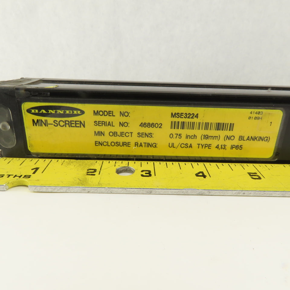Banner MSE3224 Mini-Screen Safety Light Curtain Emitter Sensor