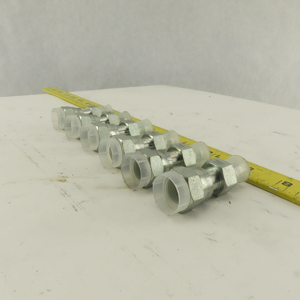 1/4 NPT Female Swivel 9/16-18 (-6)JIC Flared Hydraulic Straight Fitting Lot Of 6