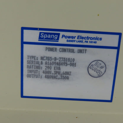 Spang NC765-B-2351010 C-Series 290kVa 480V 3Ph Power Controller
