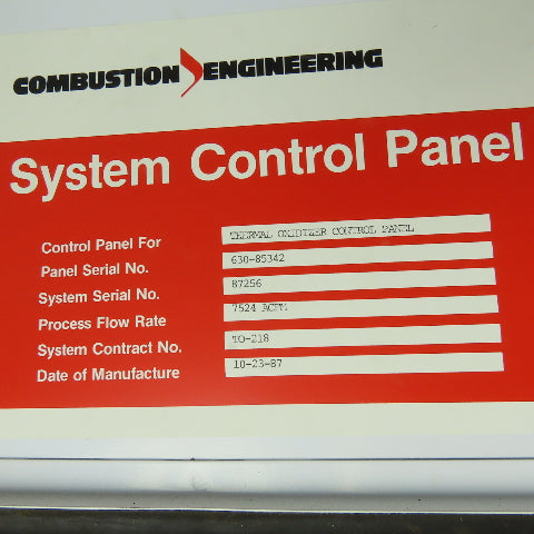 Combustion Engineering Thermal Oxidizer Control Unit 7524 ACFM Flow Rate