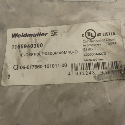 Weidmuller 1165940300 Network Cable Assembly 8 Position RJ45 Plug 30m