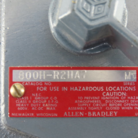 Allen Bradley 800H-R2HA7 600V 2 Way Selector Switch Hazardous Location HAZLOC