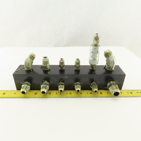 12 Port Steel Manifold Hydraulic 1/4" x 3/8 NPT Ports