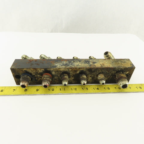 12 Port Steel Manifold Hydraulic Parallel 1/4" x 3/8 NPT Ports