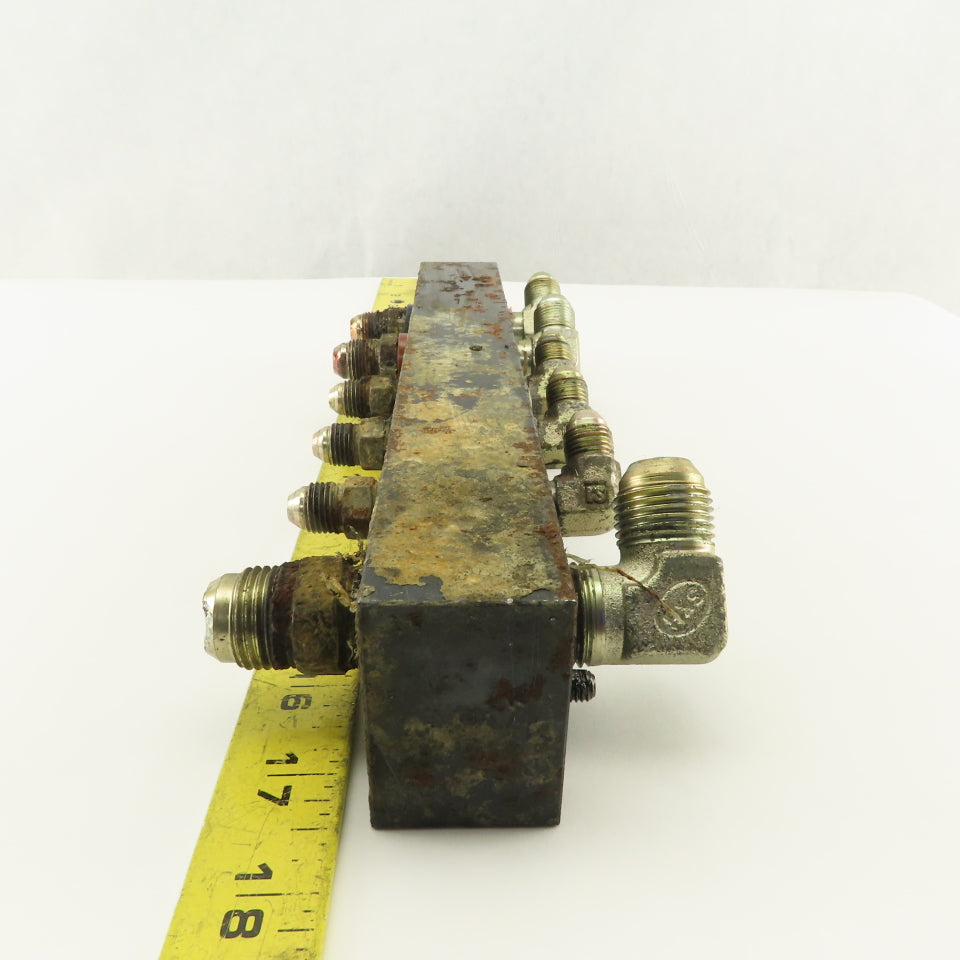 12 Port Steel Manifold Hydraulic Parallel 1/4" x 3/8 NPT Ports