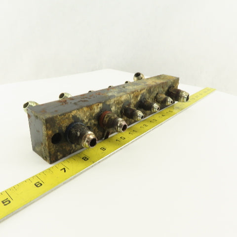12 Port Steel Manifold Hydraulic Parallel 1/4" x 3/8 NPT Ports