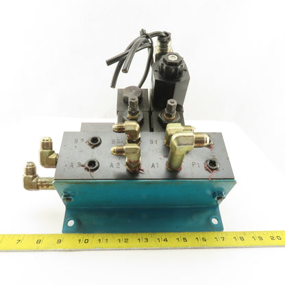 Yuken DSG-01-2B2-D24-N1-50 3 Way Hydraulic Directional Valve Manifold Assembly