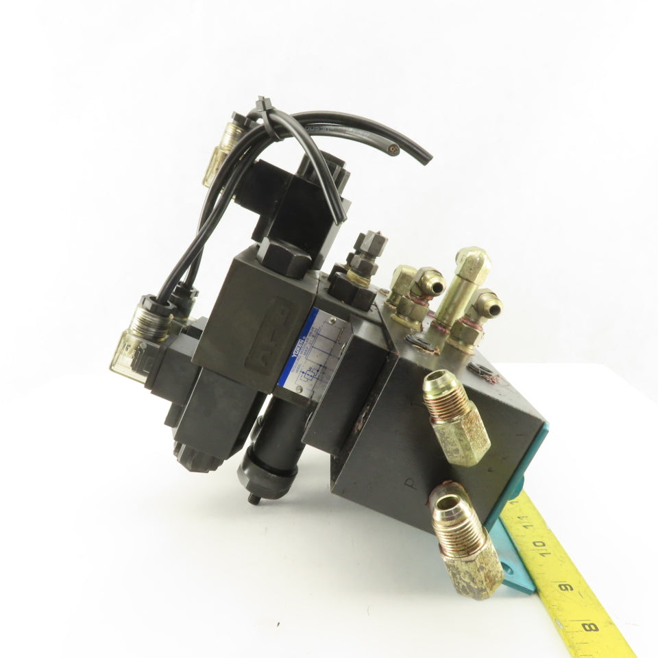 Yuken DSG-01-2B2-D24-N1-50 3 Way Hydraulic Directional Valve Manifold Assembly