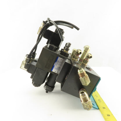 Yuken DSG-01-2B2-D24-N1-50 3 Way Hydraulic Directional Valve Manifold Assembly