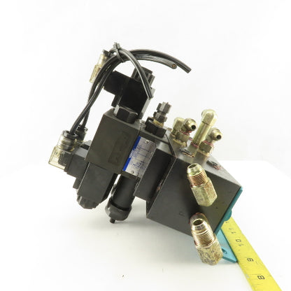 Yuken DSG-01-2B2-D24-N1-50 3 Way Hydraulic Directional Valve Manifold Assembly