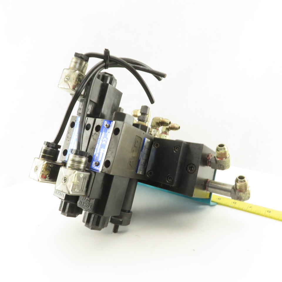 Yuken DSG-01-2B2-D24-N1-50 3 Way Hydraulic Directional Valve Manifold Assembly