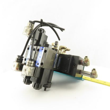 Yuken DSG-01-2B2-D24-N1-50 3 Way Hydraulic Directional Valve Manifold Assembly