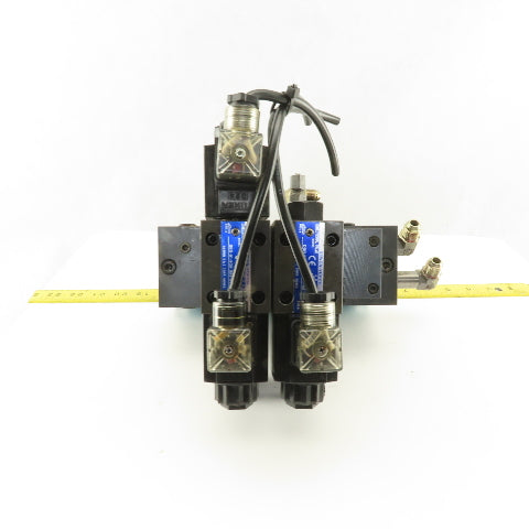 Yuken DSG-01-2B2-D24-N1-50 3 Way Hydraulic Directional Valve Manifold Assembly