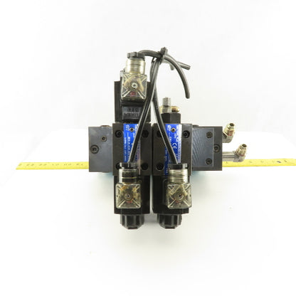 Yuken DSG-01-2B2-D24-N1-50 3 Way Hydraulic Directional Valve Manifold Assembly