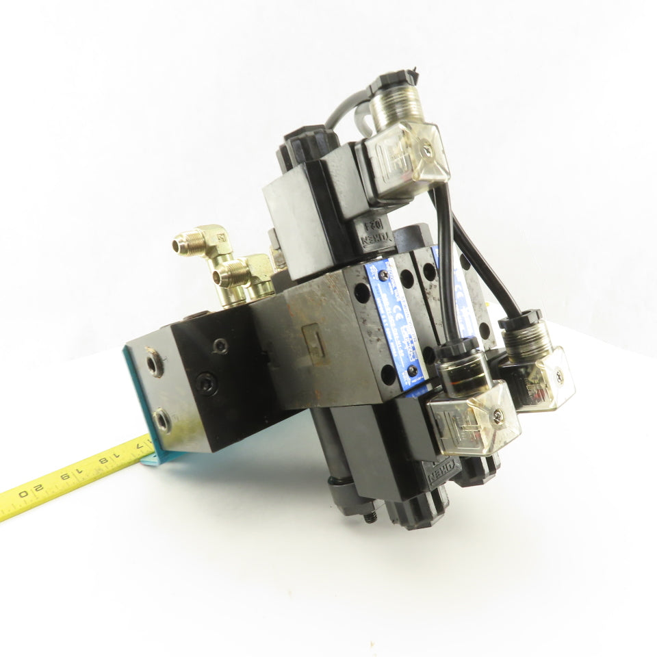 Yuken DSG-01-2B2-D24-N1-50 3 Way Hydraulic Directional Valve Manifold Assembly