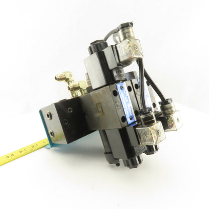 Yuken DSG-01-2B2-D24-N1-50 3 Way Hydraulic Directional Valve Manifold Assembly