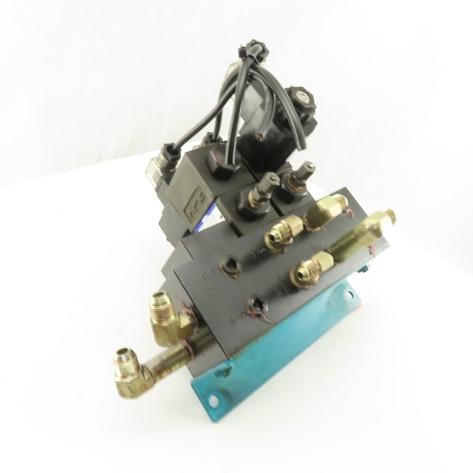 Yuken DSG-01-2B2-D24-N1-50 3 Way Hydraulic Directional Valve Manifold Assembly