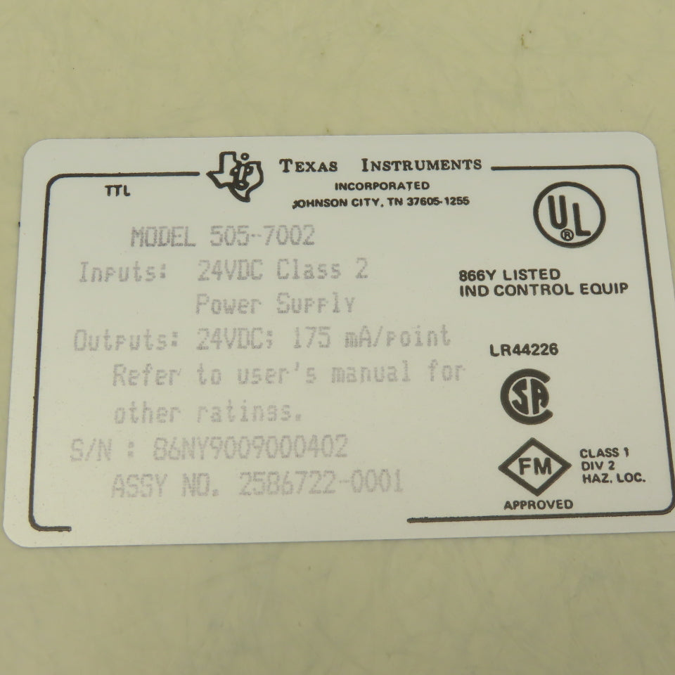 Texas Instrument 505-7002 High Speed Counter Module Card Circuit Board PLC