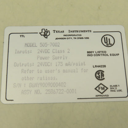 Texas Instrument 505-7002 High Speed Counter Module Card Circuit Board PLC